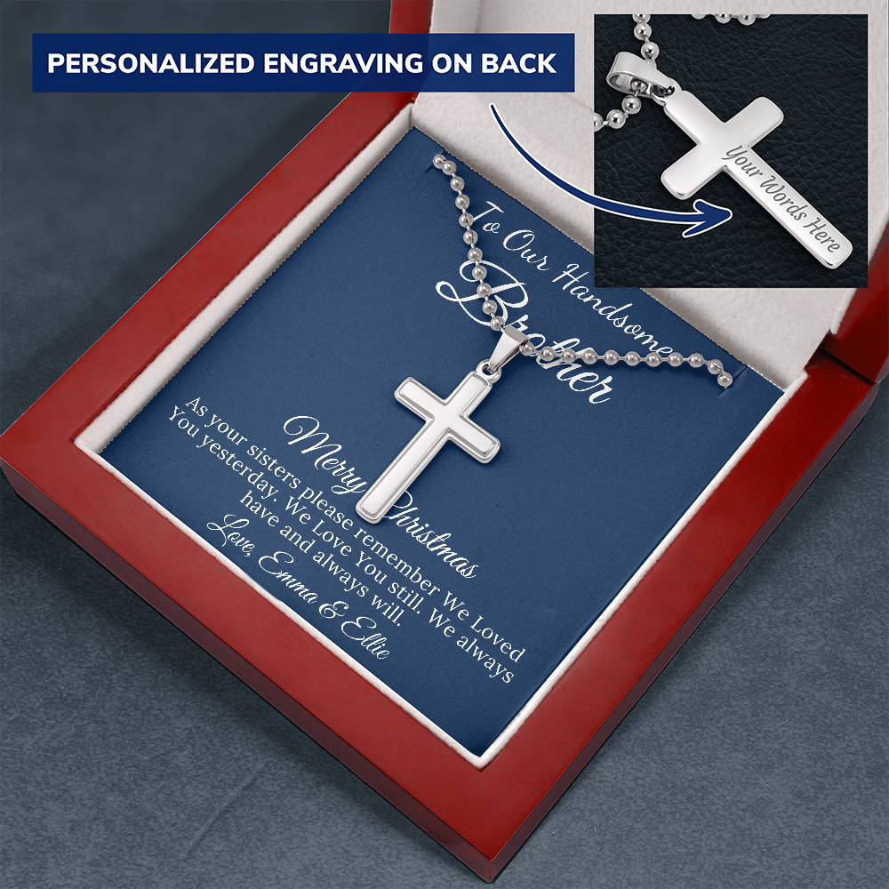 Brother Christmas Gift Cross Necklace, Christmas Gift for Brother from Sister,Personalized Gifts With Name,Teenage Brother,Thankgiving #0833 emma & ellie