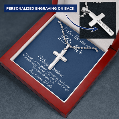 Brother Christmas Gift Cross Necklace, Christmas Gift for Brother from Sister,Personalized Gifts With Name,Teenage Brother,Thankgiving #0833 emma & ellie