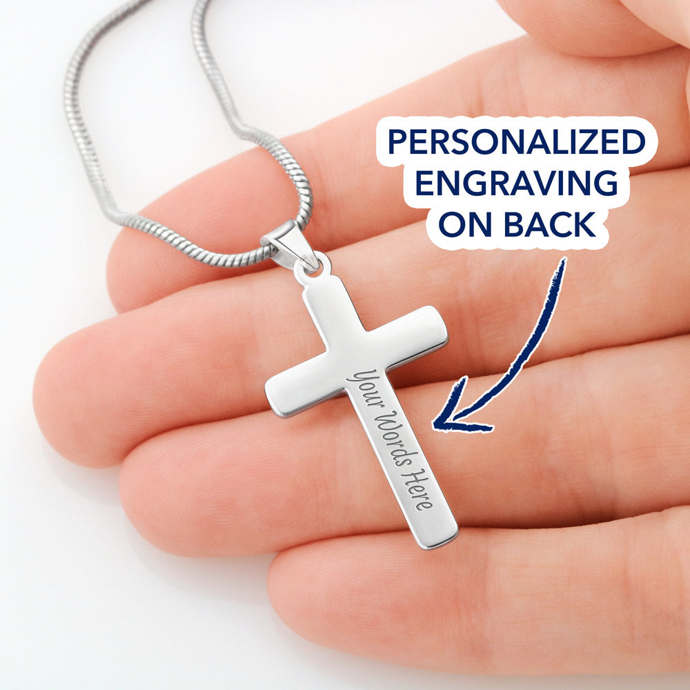 Engraved Cross Neckless Father's Day Gift for a Police Dad, Police Gifts, Police dad gift from daughter, Birthday gift for Policeman #0015