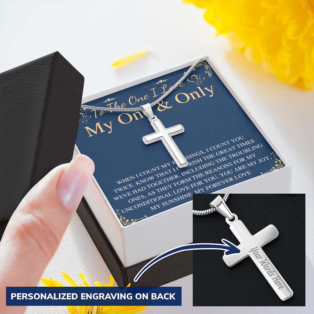 Boyfriend Cross Necklace Gift, Boyfriend Birthday Gift, Gift for Boyfriend With Message Card, Boyfriend Christmas Gift From Girlfriend