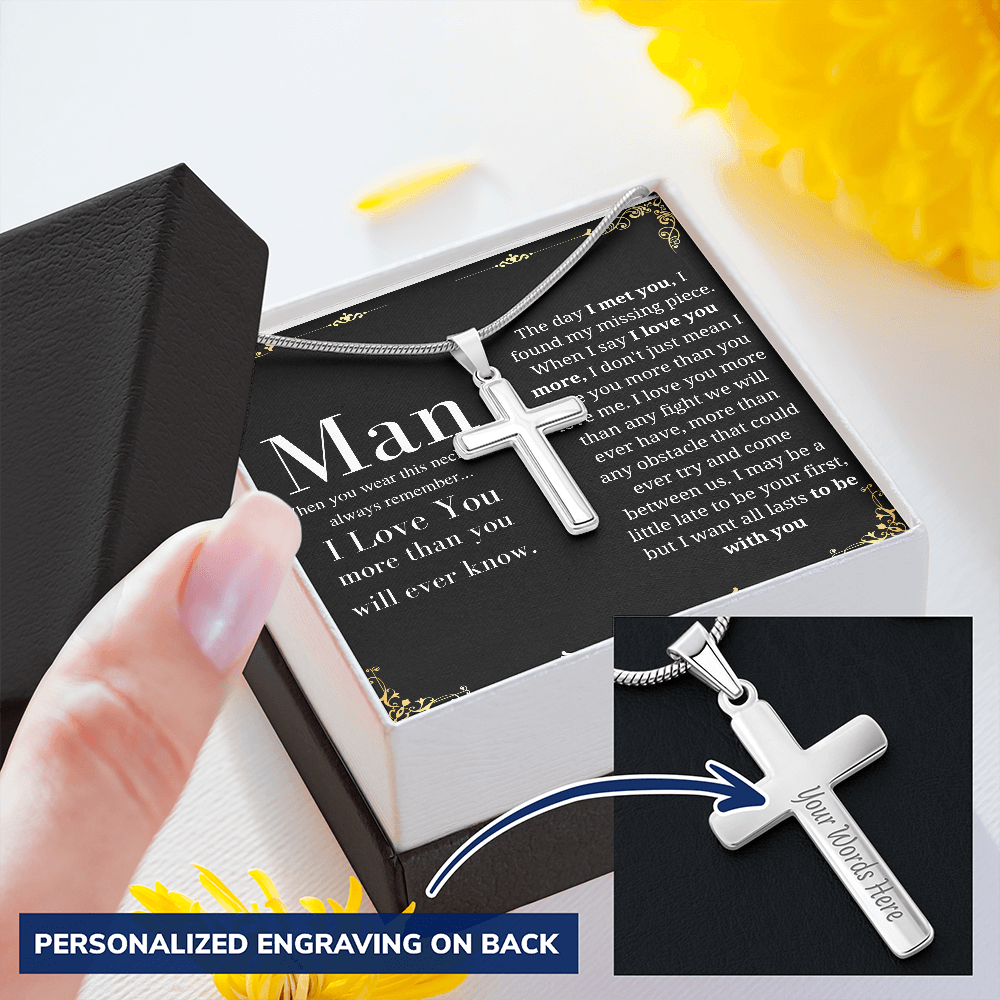To My Man Cross Necklace, Gifts For Boyfriend, Anniversary Gift For Husband, Husband Gift From Wife, Fiance Birthday, Wedding Gift