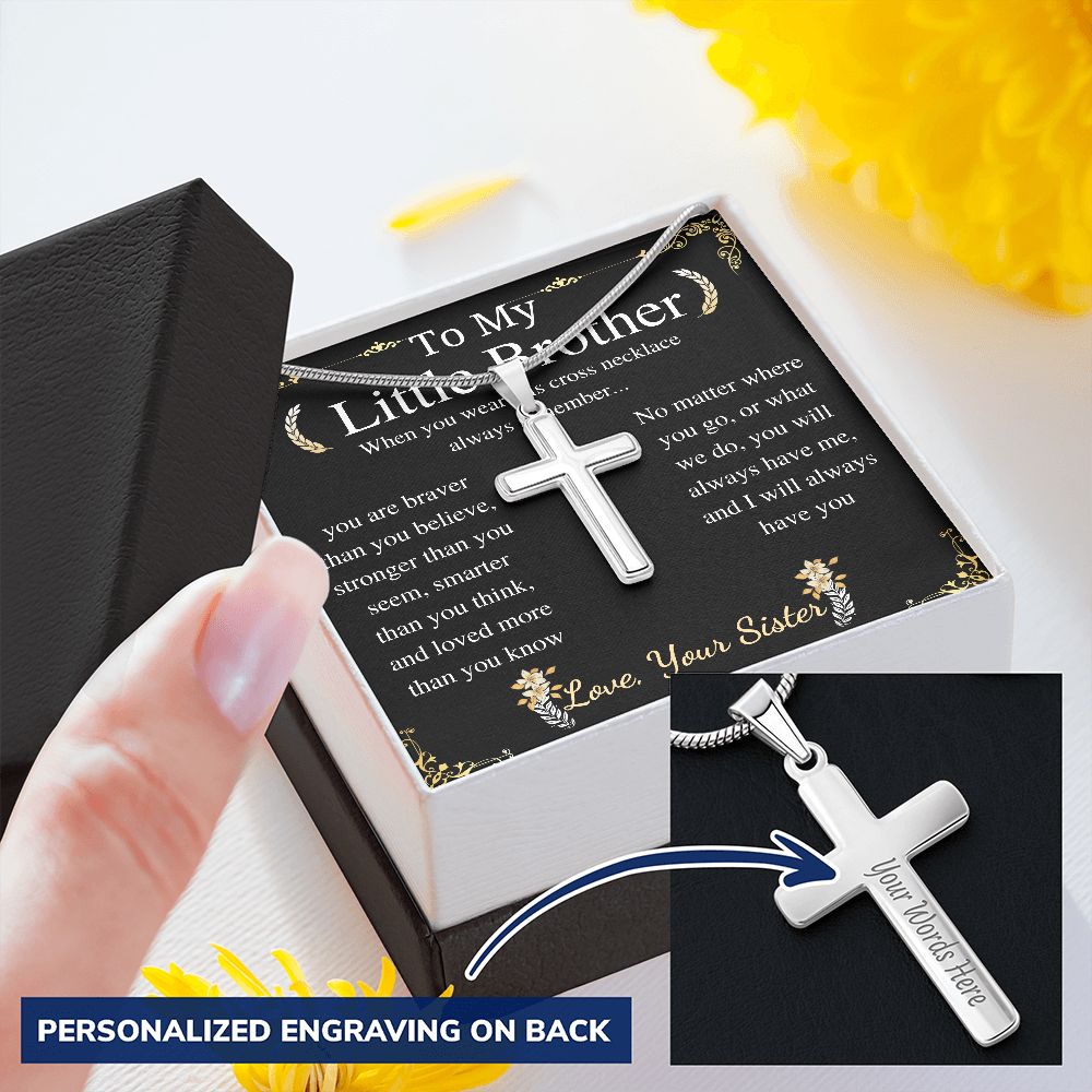 to my little brother cross w/ engraving