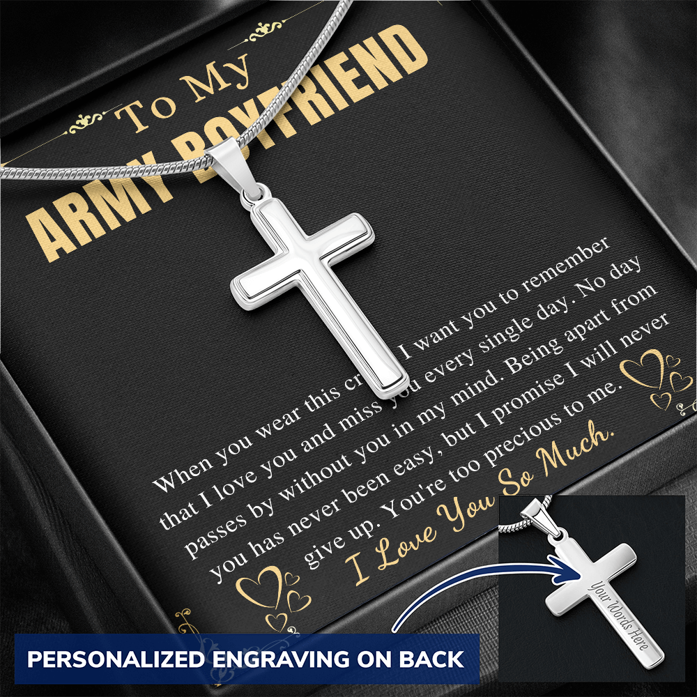 To My Army Boyfriend Chain Necklace | Romantic Valentines Gift for Military Boyfriend | Army Man Birthday | Long Distance Relationship Gift
