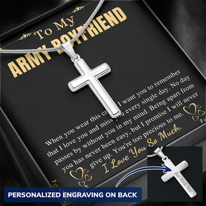 To My Army Boyfriend Chain Necklace | Romantic Valentines Gift for Military Boyfriend | Army Man Birthday | Long Distance Relationship Gift