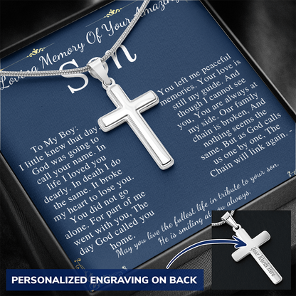 Loss of Son Gift For Men In memory of Son Grief Gift Son Remembrance Necklace Son memorial Gift Grieving Father Sorry for Your Loss #0915