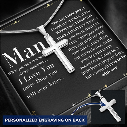 To My Man Cross Necklace, Gifts For Boyfriend, Anniversary Gift For Husband, Husband Gift From Wife, Fiance Birthday, Wedding Gift