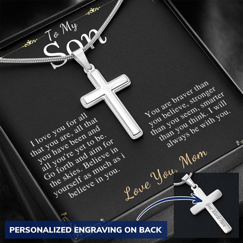 Christmas Gift For Son Gift, Keepsake Gift For Son, Son From Mom, From Dad To Son,Son Graduation Gift,Son Birthday Gift,Cross Necklace #0880