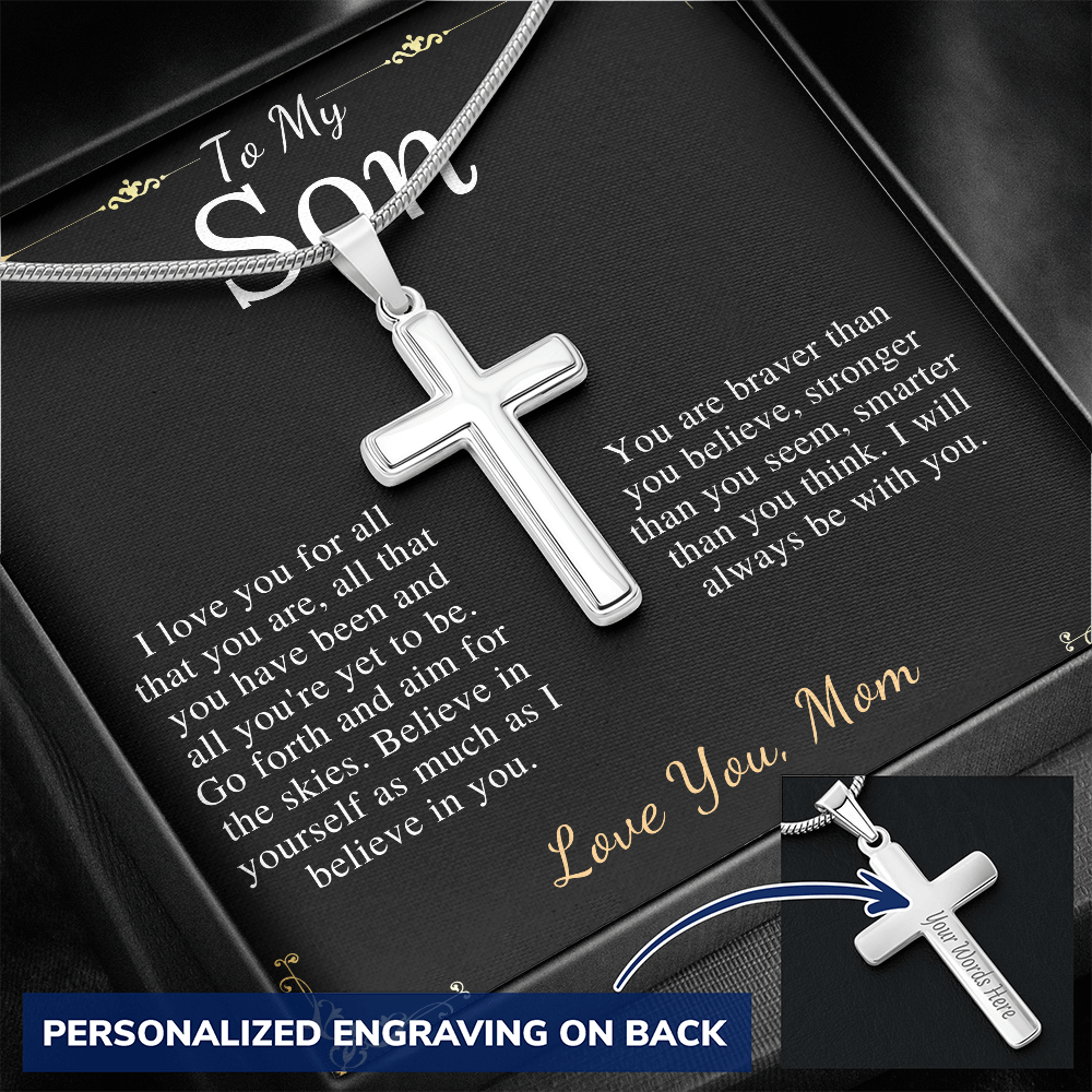 Sentimental Son Gifts from Mom, Son Cross Necklace, Mother to Son Gifts, Christmas Gifts for Son Birthday, Gifts for Son from Mother #0916
