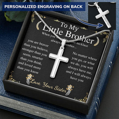 to my little brother cross w/ engraving