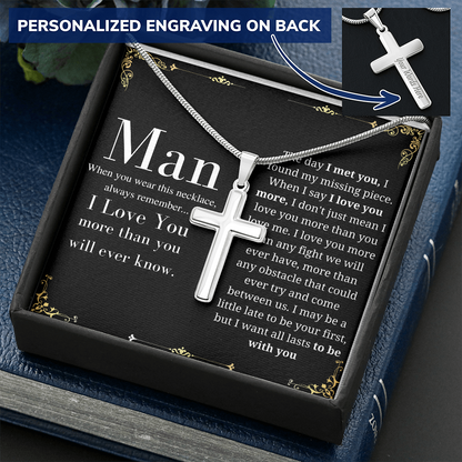 To My Man Cross Necklace, Gifts For Boyfriend, Anniversary Gift For Husband, Husband Gift From Wife, Fiance Birthday, Wedding Gift