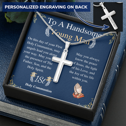 1st Communion gift • Boys Necklace with Cross• Cross necklace •Mens Necklace• Confirmation gift for Boys• Personalized gift for Boys engraving