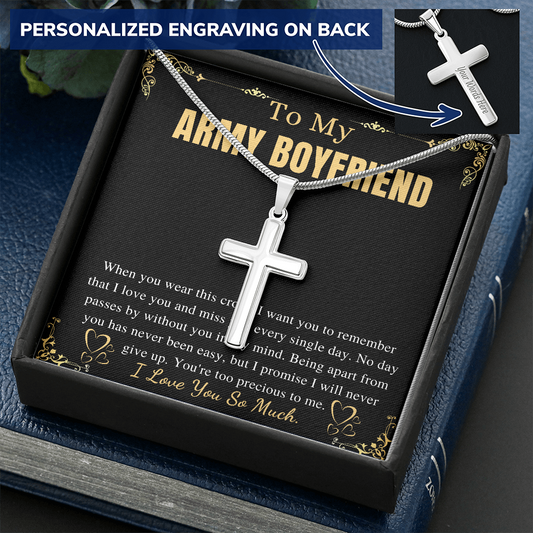 To My Army Boyfriend Chain Necklace | Romantic Valentines Gift for Military Boyfriend | Army Man Birthday | Long Distance Relationship Gift