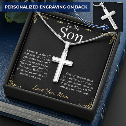 Christmas Gift For Son Gift, Keepsake Gift For Son, Son From Mom, From Dad To Son,Son Graduation Gift,Son Birthday Gift,Cross Necklace #0880