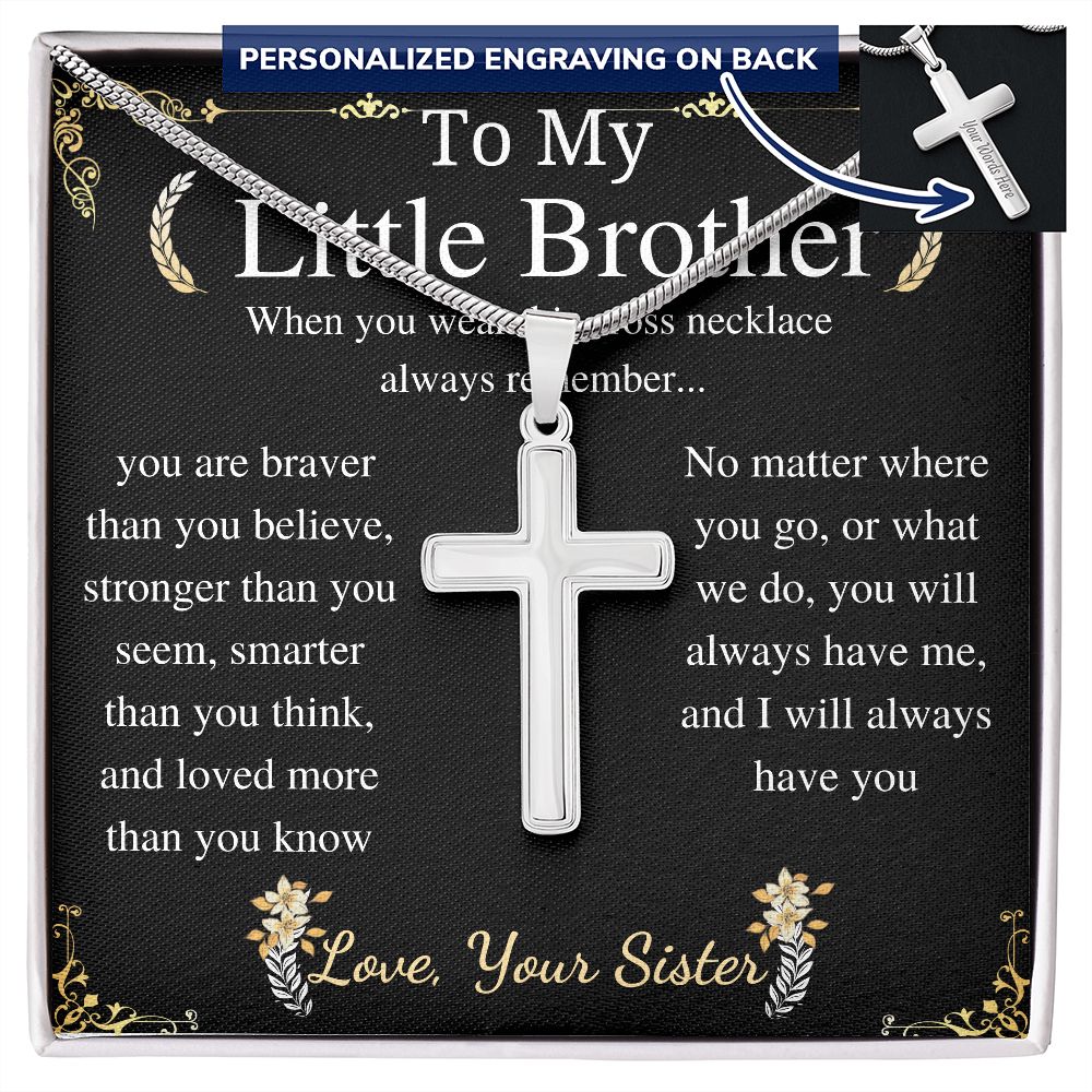 to my little brother cross w/ engraving