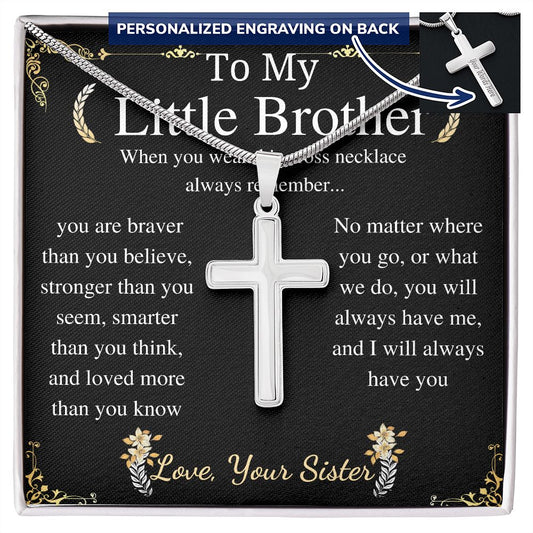 to my little brother cross w/ engraving