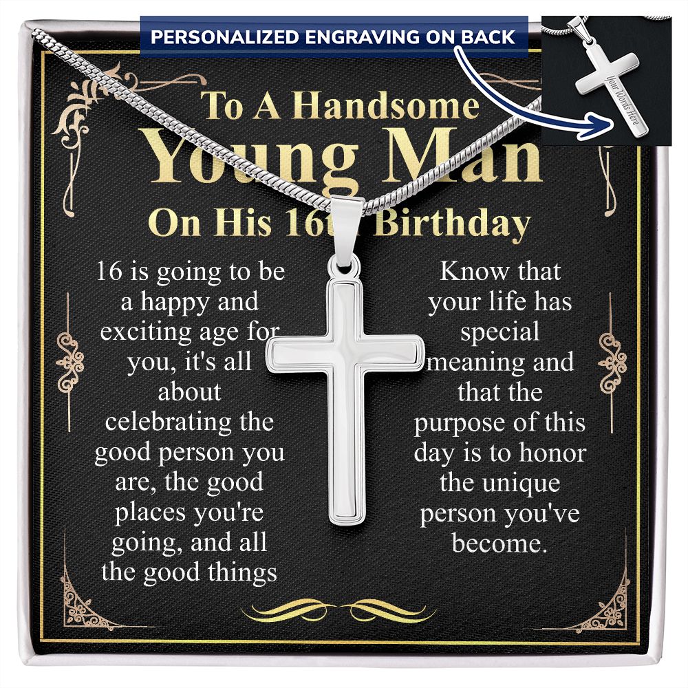 to a handsome young man on his 16th birthday engraving