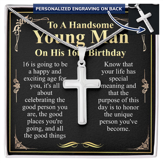 to a handsome young man on his 16th birthday engraving
