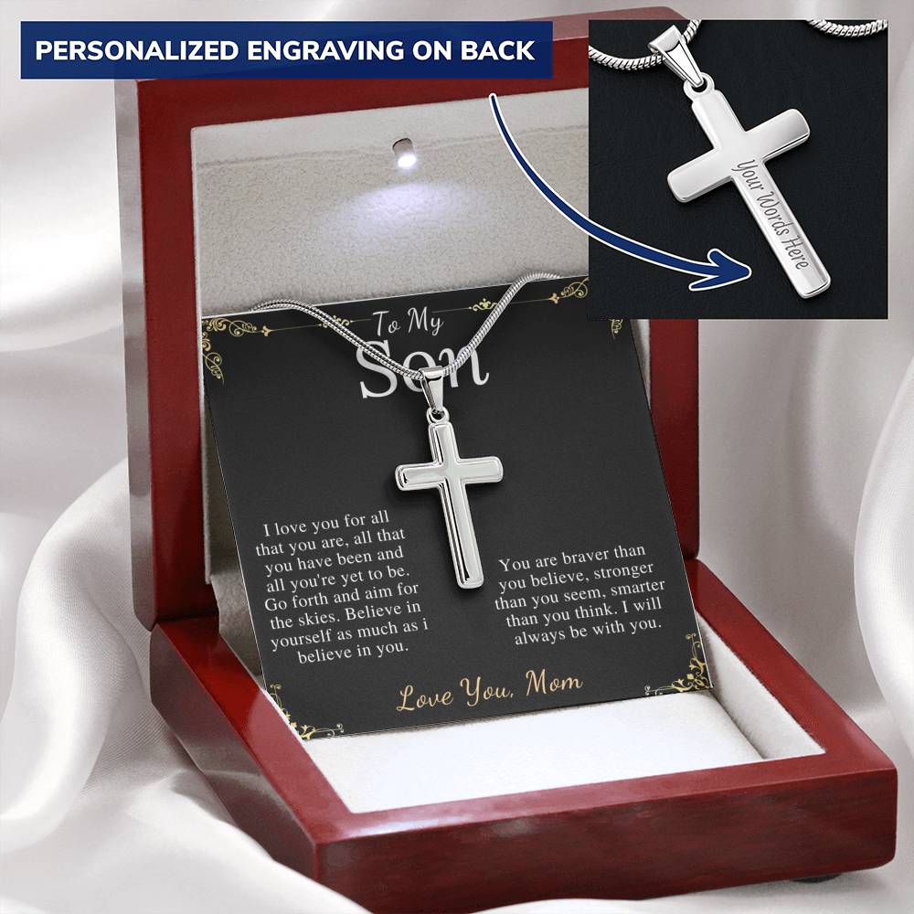 Christmas Gift For Son Gift, Keepsake Gift For Son, Son From Mom, From Dad To Son,Son Graduation Gift,Son Birthday Gift,Cross Necklace #0880