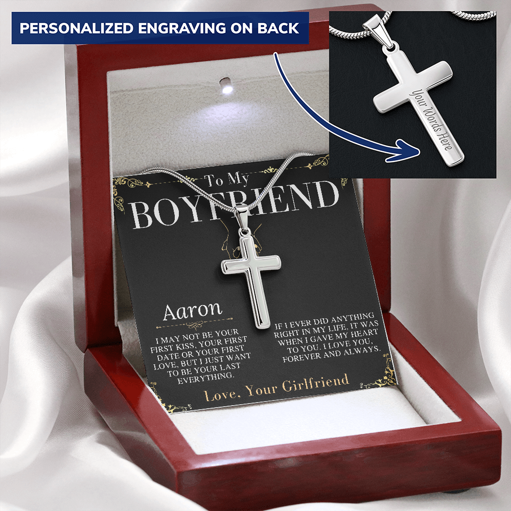 Boyfriend Gift, Cross Necklace Gifts for Boyfriend, Boyfriend Christmas Gift, Boyfriend Anniversary Gift, Boyfriend Birthday Gift #0913 aaron