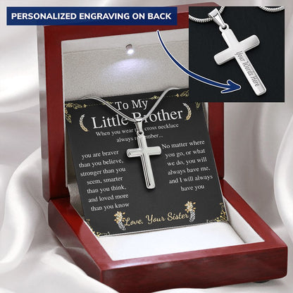 to my little brother cross w/ engraving