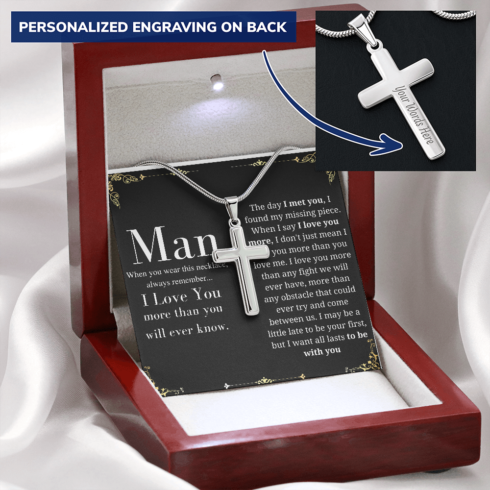 To My Man Cross Necklace, Gifts For Boyfriend, Anniversary Gift For Husband, Husband Gift From Wife, Fiance Birthday, Wedding Gift