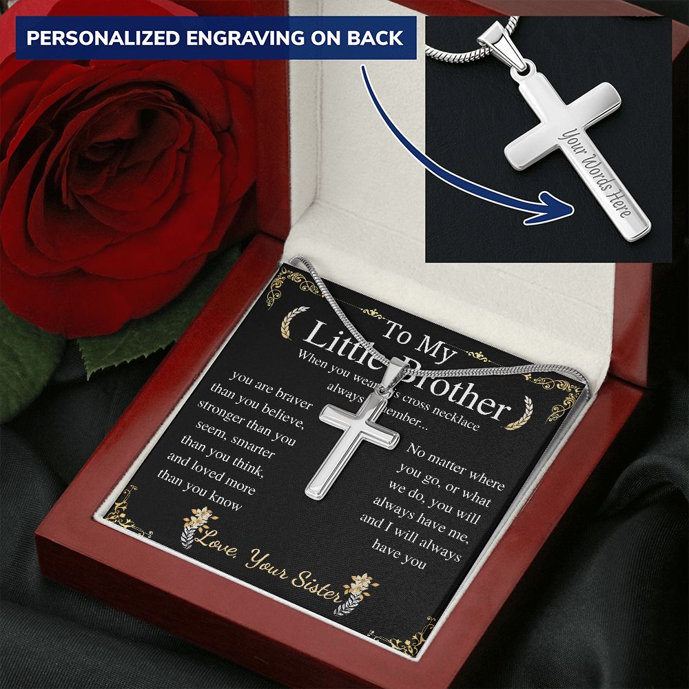 to my little brother cross w/ engraving