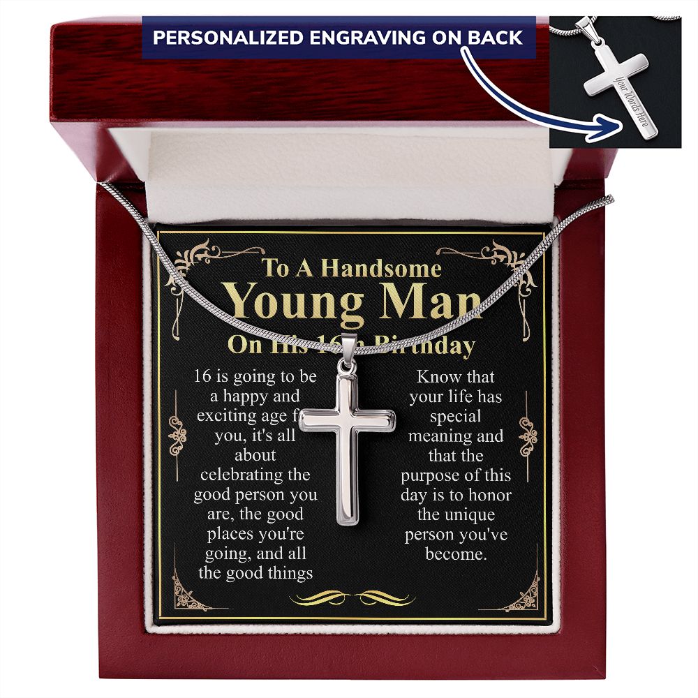 to a handsome young man on his 16th birthday engraving