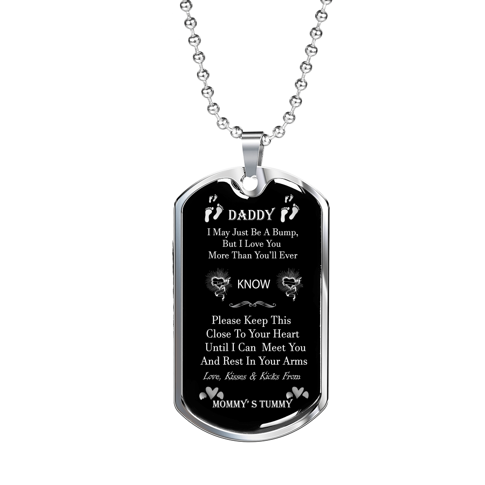 Personalized Dog Tag Pendant Necklace For New Father, New Dad Gift From Wife, New Dad Gift, Daddy Gift From Unborn Baby, Baby Bump Gift #0009