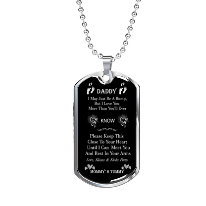 Personalized Dog Tag Pendant Necklace For New Father, New Dad Gift From Wife, New Dad Gift, Daddy Gift From Unborn Baby, Baby Bump Gift #0009