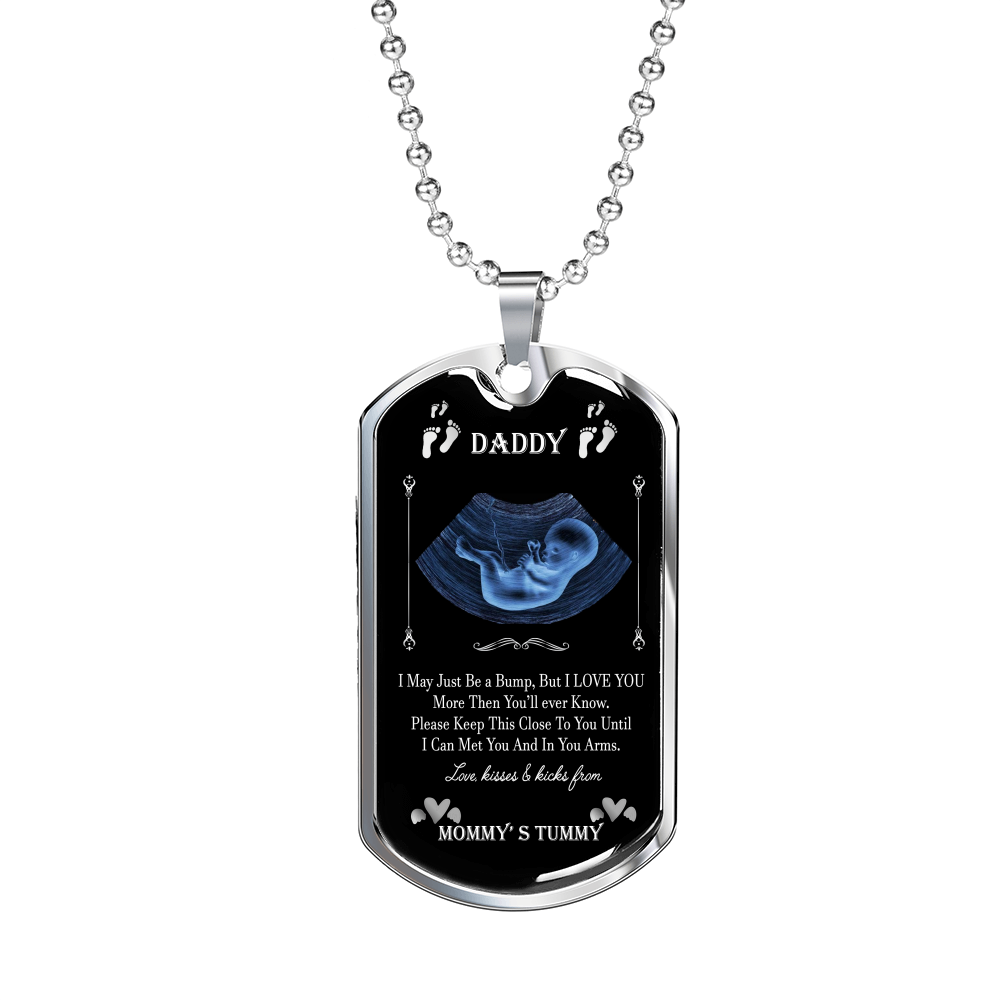 Personalized Dog Tag Pendant Necklace For New Father, New Dad Gift From Wife, Daddy Gift From Unborn Baby, New Daddy, Baby Bump Gift #0010