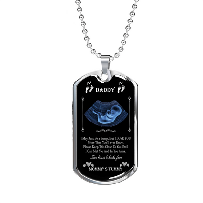 Personalized Dog Tag Pendant Necklace For New Father, New Dad Gift From Wife, Daddy Gift From Unborn Baby, New Daddy, Baby Bump Gift #0010