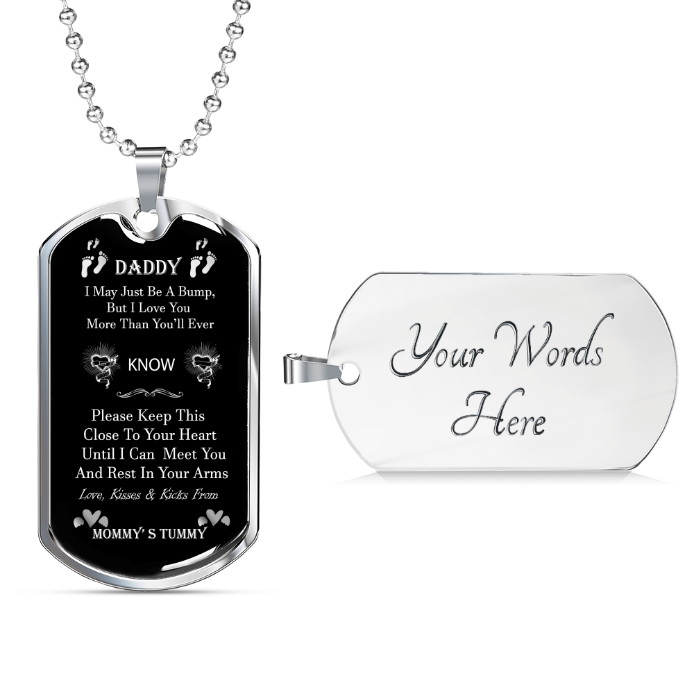 Personalized Dog Tag Pendant Necklace For New Father, New Dad Gift From Wife, New Dad Gift, Daddy Gift From Unborn Baby, Baby Bump Gift #0009