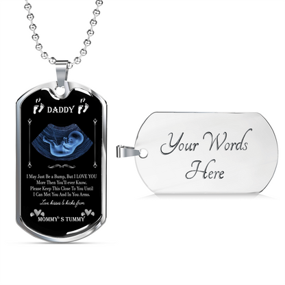 Personalized Dog Tag Pendant Necklace For New Father, New Dad Gift From Wife, Daddy Gift From Unborn Baby, New Daddy, Baby Bump Gift #0010