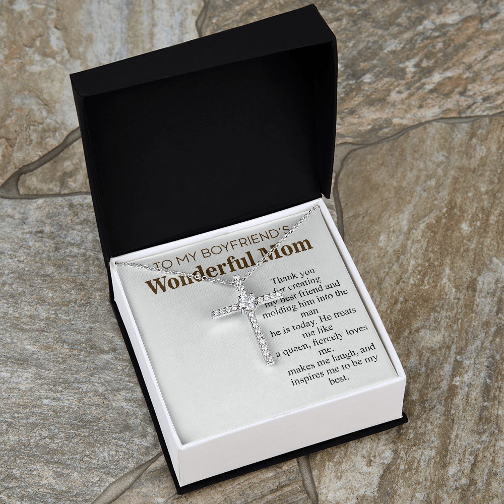 Meaningful Jewelry Gift Personalized Gift for Boyfriend Mom, Boyfriends Mom Mothers day Gift, To My Boyfriends Mom, Boyfriend Mom Necklace, Boyfriends Mom gift, CZ Cross Necklace For Mothers day