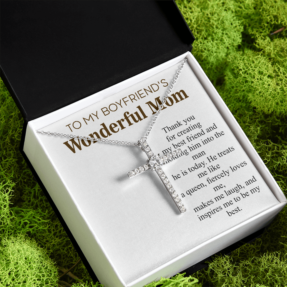 Meaningful Jewelry Gift Personalized Gift for Boyfriend Mom, Boyfriends Mom Mothers day Gift, To My Boyfriends Mom, Boyfriend Mom Necklace, Boyfriends Mom gift, CZ Cross Necklace For Mothers day