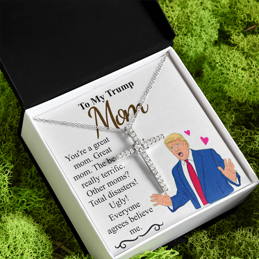 Meaningful Jewelry Gift Personalized Trump Mom Mothers day gift Mommy necklace | Mothers day gift from son and daughter | Mom jewelry Cz cross
