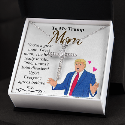 Meaningful Jewelry Gift Personalized Trump Mom Mothers day gift Mommy necklace | Mothers day gift from son and daughter | Mom jewelry Cz cross