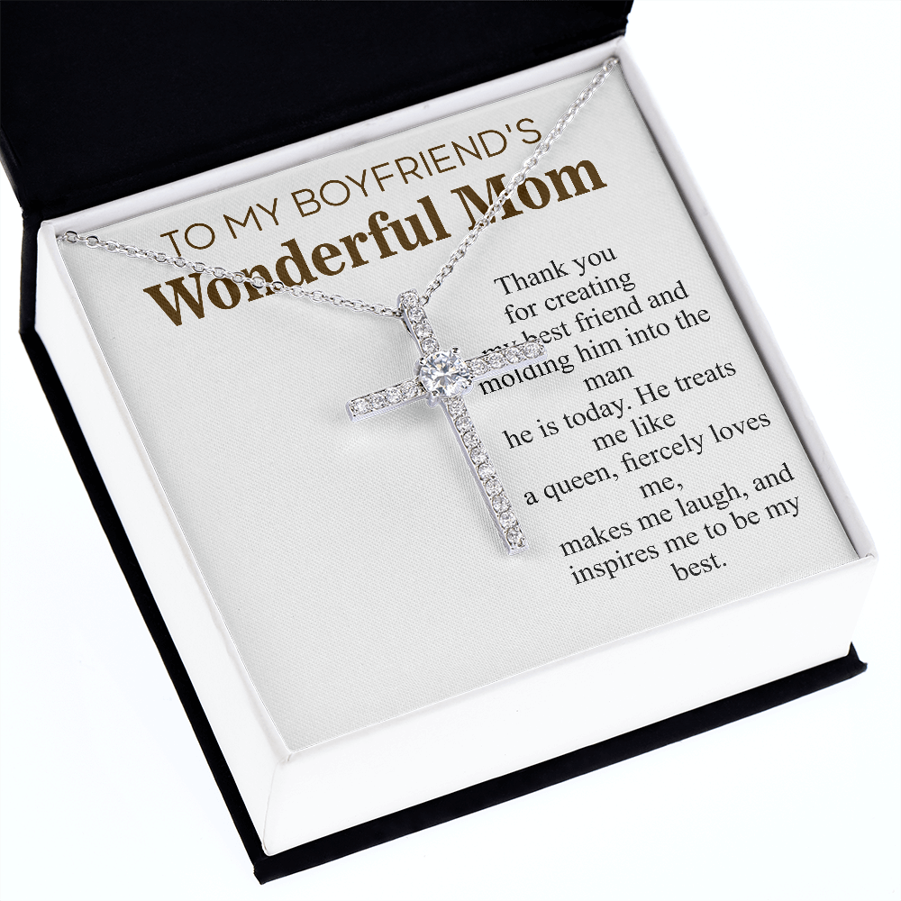 Meaningful Jewelry Gift Personalized Gift for Boyfriend Mom, Boyfriends Mom Mothers day Gift, To My Boyfriends Mom, Boyfriend Mom Necklace, Boyfriends Mom gift, CZ Cross Necklace For Mothers day