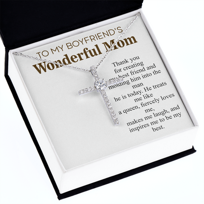 Meaningful Jewelry Gift Personalized Gift for Boyfriend Mom, Boyfriends Mom Mothers day Gift, To My Boyfriends Mom, Boyfriend Mom Necklace, Boyfriends Mom gift, CZ Cross Necklace For Mothers day