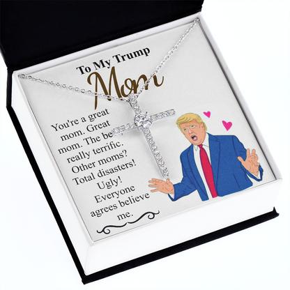 Personalized Trump Mom Mothers day gift Mommy necklace | Mothers day cz cross