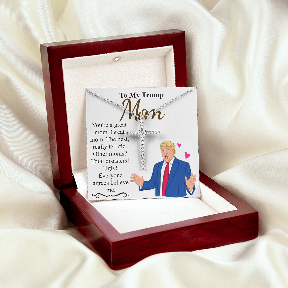 Personalized Trump Mom Mothers day gift Mommy necklace | Mothers day cz cross