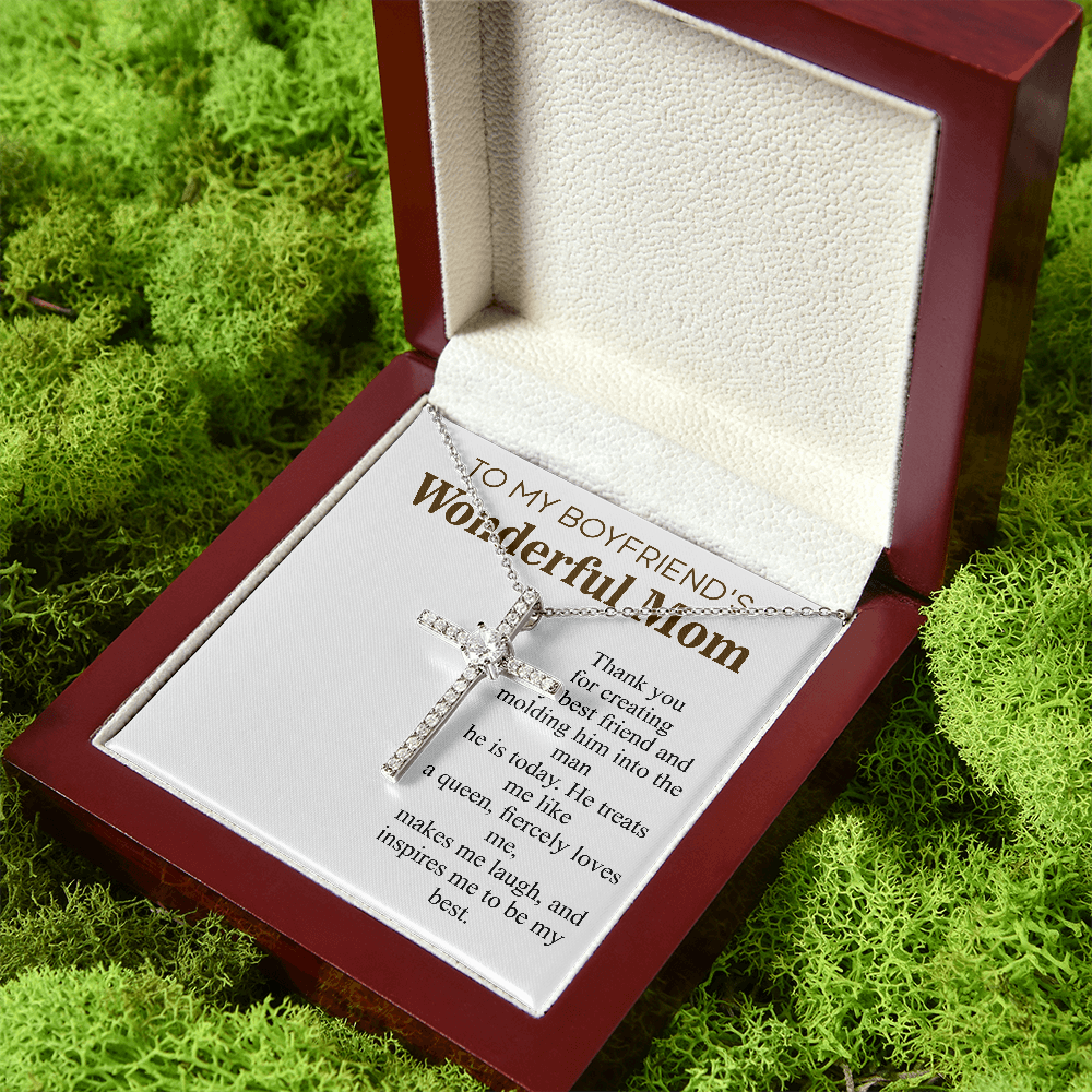 Meaningful Jewelry Gift Personalized Gift for Boyfriend Mom, Boyfriends Mom Mothers day Gift, To My Boyfriends Mom, Boyfriend Mom Necklace, Boyfriends Mom gift, CZ Cross Necklace For Mothers day