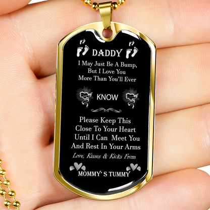 Personalized Dog Tag Pendant Necklace For New Father, New Dad Gift From Wife, New Dad Gift, Daddy Gift From Unborn Baby, Baby Bump Gift #0009