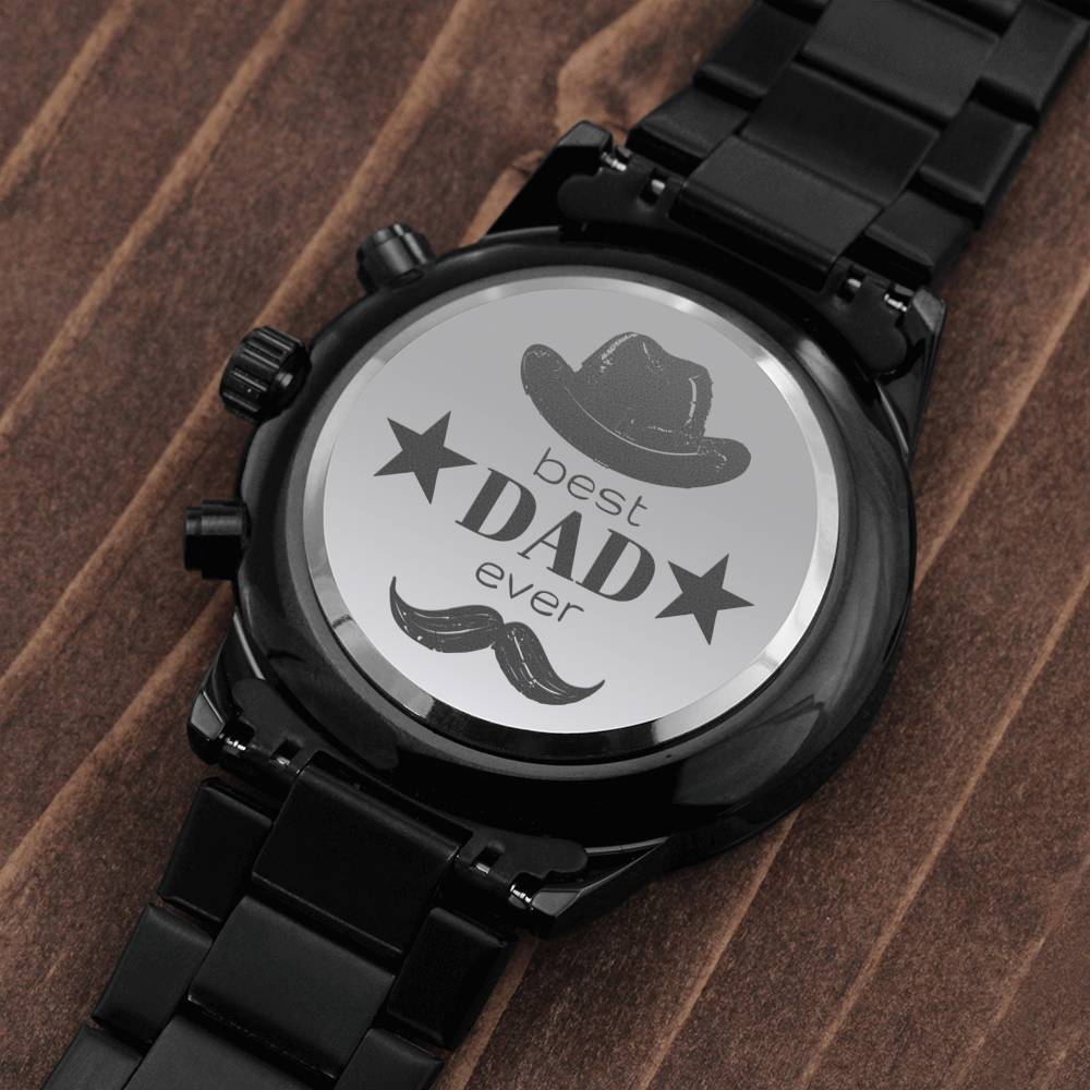 Father's Day Engraved Watch From Daughter or Son, Best Dad Ever Watch Gift For Fathers Day, Chronograph Watch Gift for Cool Father #0004