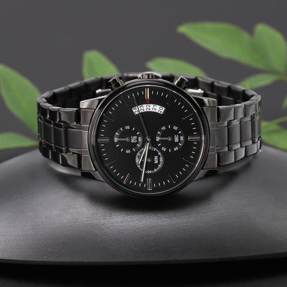 Father's Day Engraved Watch From Daughter or Son, Best Dad Ever Watch Gift For Fathers Day, Chronograph Watch Gift for Cool Father #0004