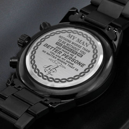 The Dadalorian Father's Day Customized Engraved Watch From Daughter or Son, Gift For Fathers Day, Chronograph Watch Gift for Father #0002