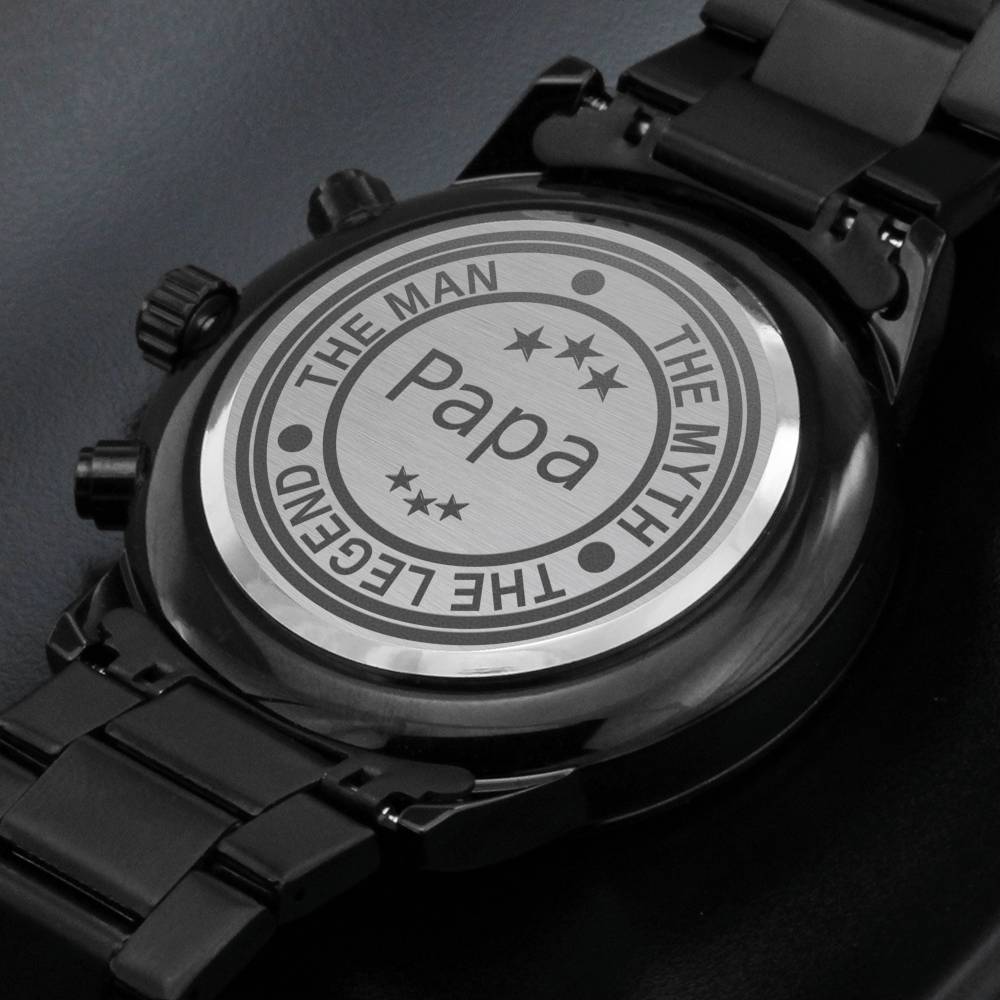 Papa The Man The Myth The Legend Engraved Father's Day Watch From Daughter Or Son, Gift For Father, Cool Father's Day Gift #0007