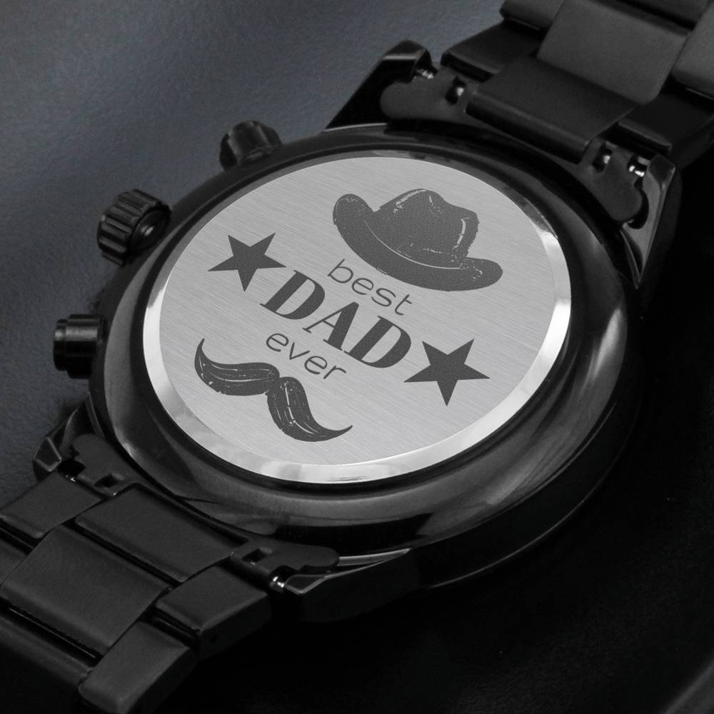 Father's Day Engraved Watch From Daughter or Son, Best Dad Ever Watch Gift For Fathers Day, Chronograph Watch Gift for Cool Father #0004