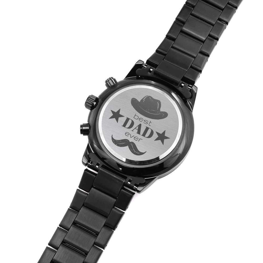 Father's Day Engraved Watch From Daughter or Son, Best Dad Ever Watch Gift For Fathers Day, Chronograph Watch Gift for Cool Father #0004