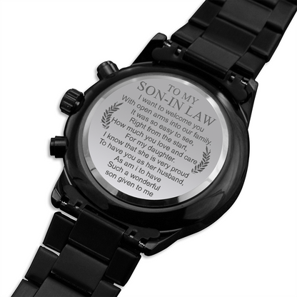 Men Watch for Son In Law, Son In Law Wedding Gift, Gift for Son In law, Son In Law Watch, Personalized Son In Law Gift, Keepsake watch gift